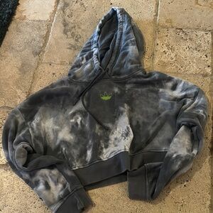 Gray Tie-Dye Hoodie with Green Logo